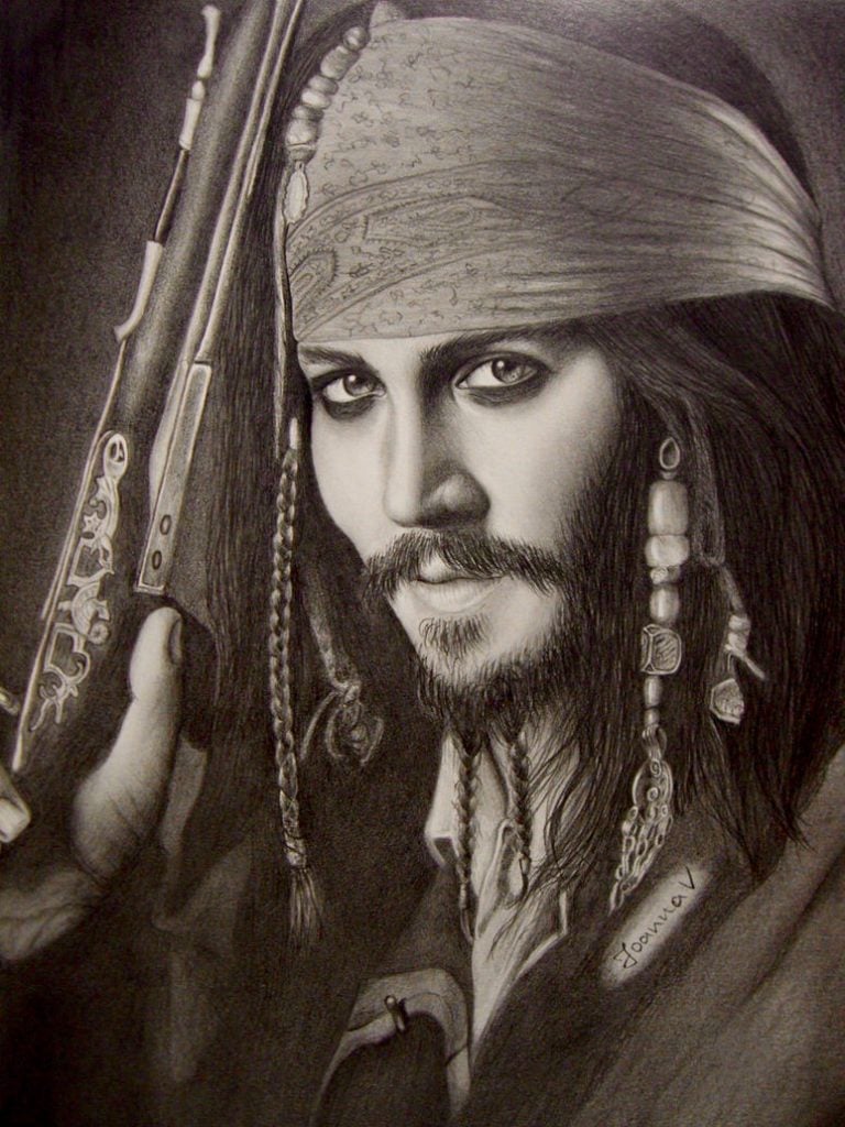 How to draw JackSparrow - Pirates of the Carribean - Realtime tutorial -  YouTube