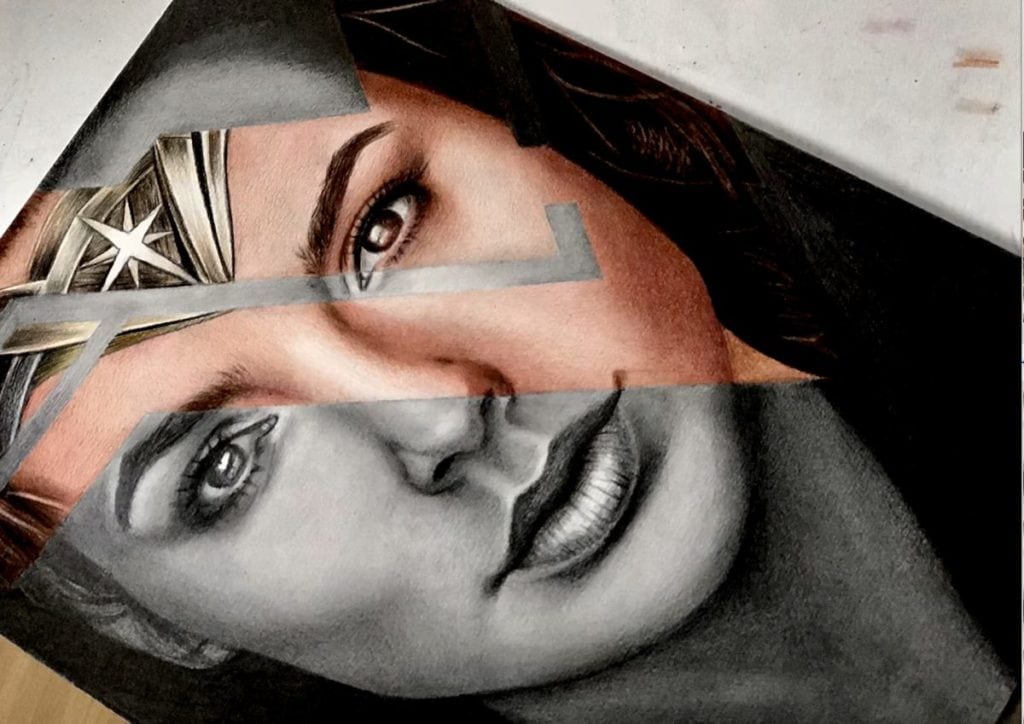 Drawing WonderWoman - colored parts