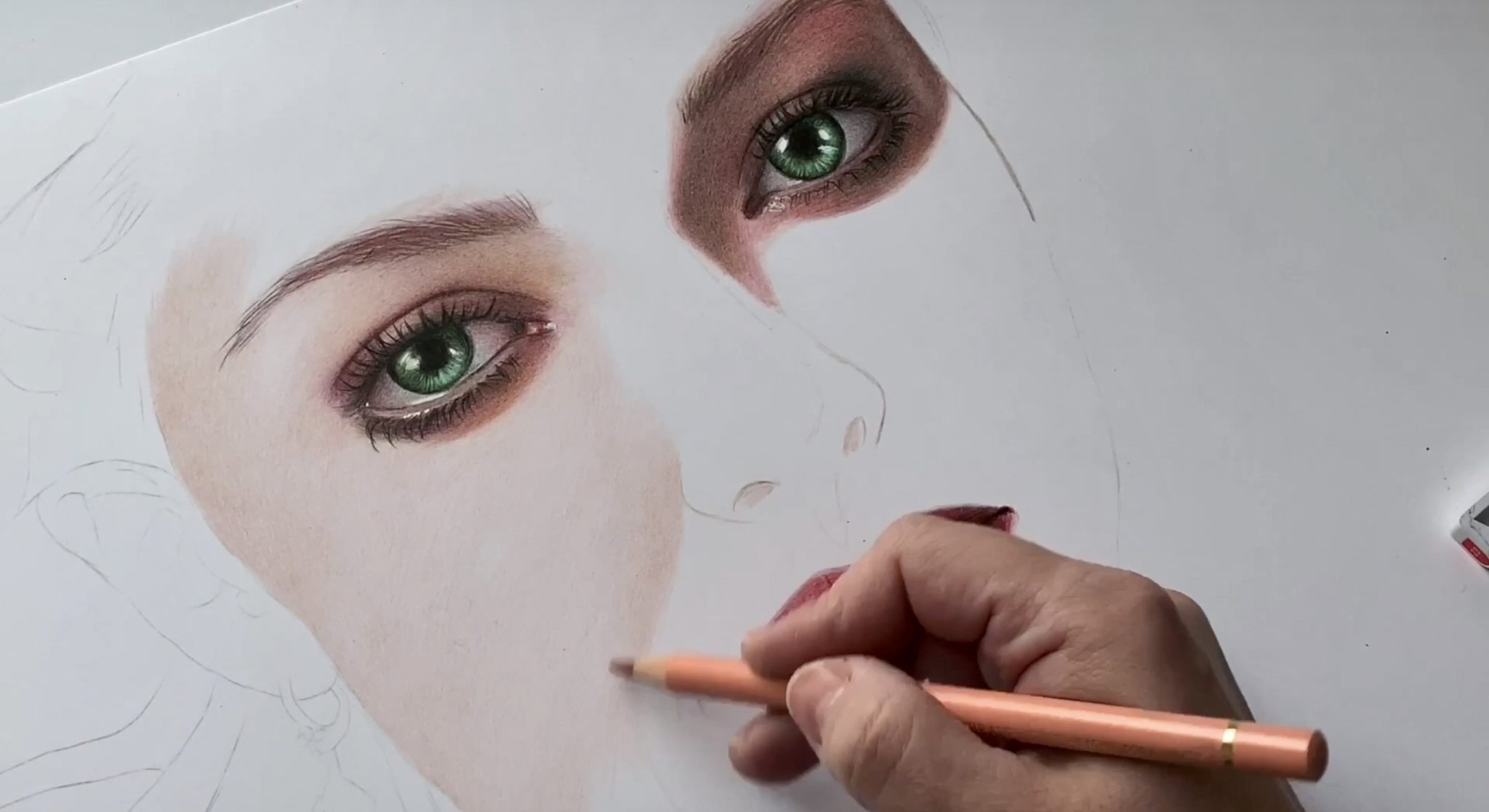 Drawing skin tones with colored pencils - highlights