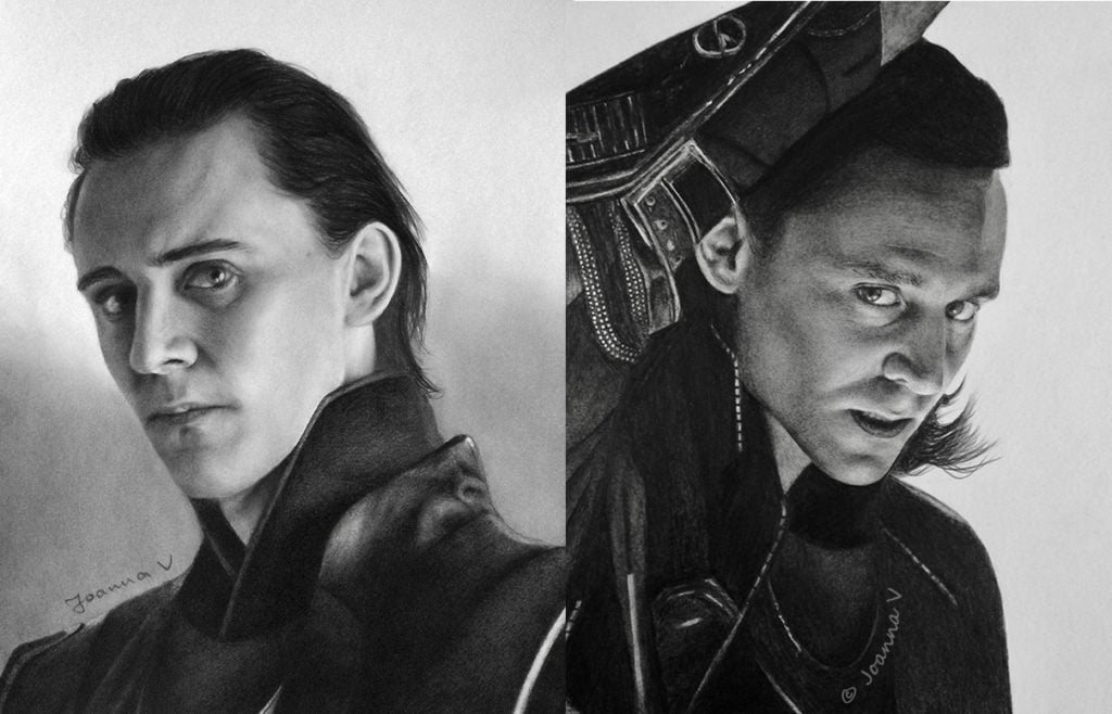 loki black and white portrait