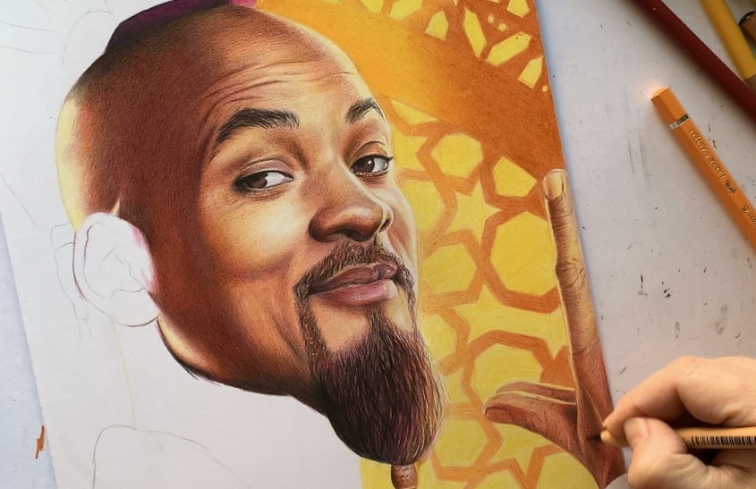 Drawing Will Smith As The Genie From Aladdin Ioanna Ladopoulou Art Design