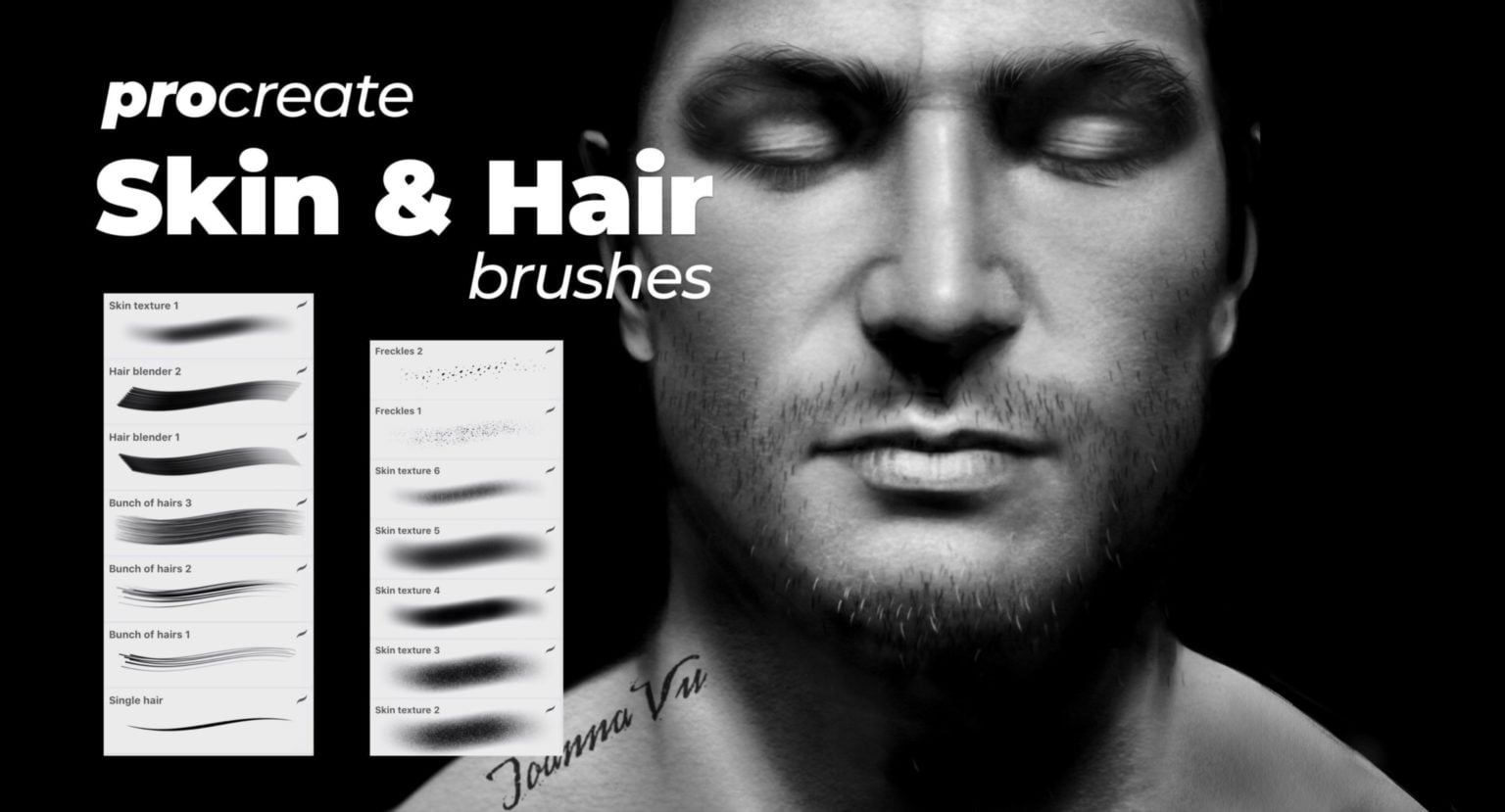 Skin + Hair Brushes - procreate bushes - portfolio - Ioanna Ladopoulou