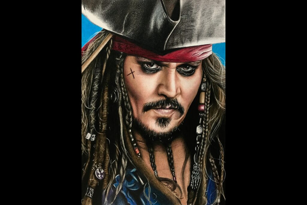 Captain Jack Sparrow - colored pencils - portfolio - Ioanna Ladopoulou