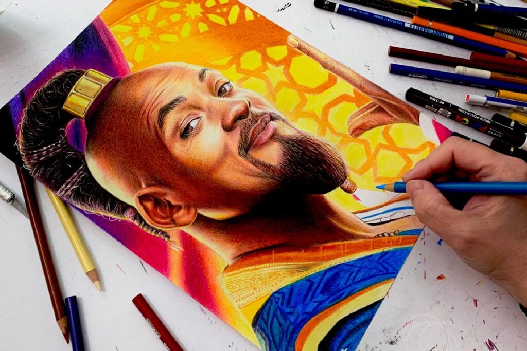 Genie (Aladdin) - colored pencils - portfolio - Ioanna Ladopoulou